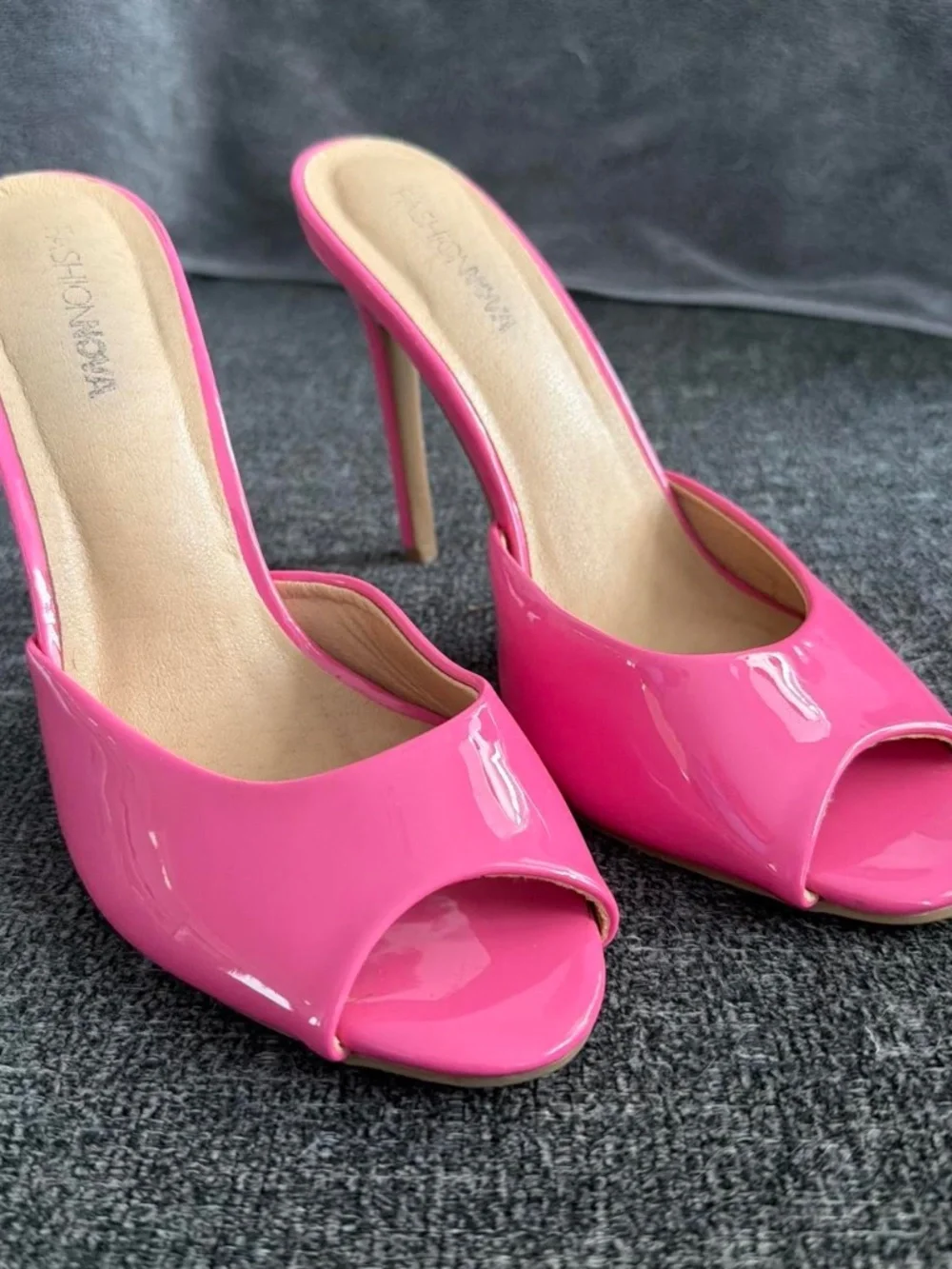 BARBIE PINK PEEP TOE MULES